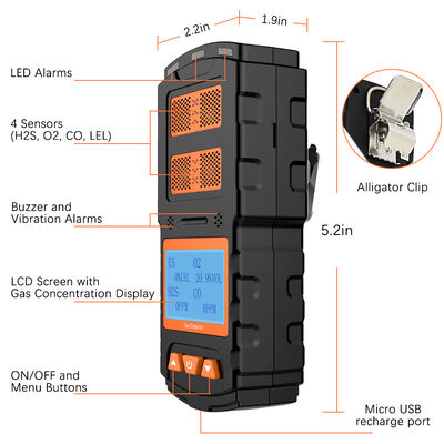 좋은 가격 밀폐된 공간에 탄산화탄소 누출을 위해 ODM 견고한 멀티가스 탐지기 4In1 온라인으로