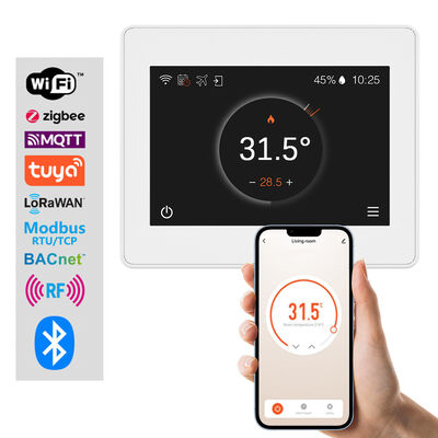 좋은 가격 멀티 프로토콜 스마트 HVAC 온도 조절기 WiFi/Zigbee/Tuya, 원격 앱/터치 스크린 제어, 2/4 파이프 시스템 호환 온라인으로