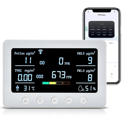 PT02 플러스 PM2.5 VOC 스마트 Aqi 모니터 장치 공기 품질 Co2 모니터