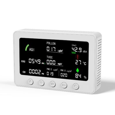 좋은 가격 다중 가스 공기질 측정기 - 10-in-1 AQI/CO2/소음/TVOC/꽃가루 감지기, WiFi 원격 모니터링 및 데이터 저장 온라인으로
