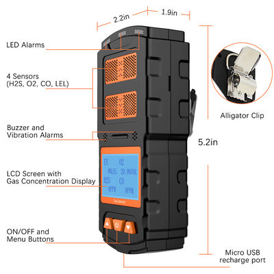 좋은 가격 하수도, 광업, 석유 및 실험실용의 다재다능한 4인1 가스 모니터 온라인으로
