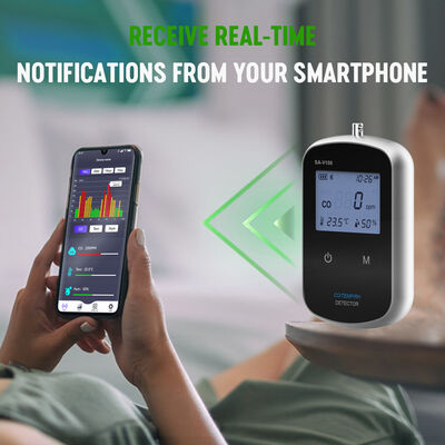 스마트 차량 휴대용 일산화탄소 탐지기 자동차 여행용 RH 온도와 재충전 가능한 CO 가스 경보