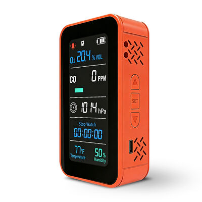 PT09 6-in-1 공기 질 모니터 - 온도/RH/고도계/바로미터와 함께 CO O2 탐지기, 재충전 가능한 휴대용 가스 모니터